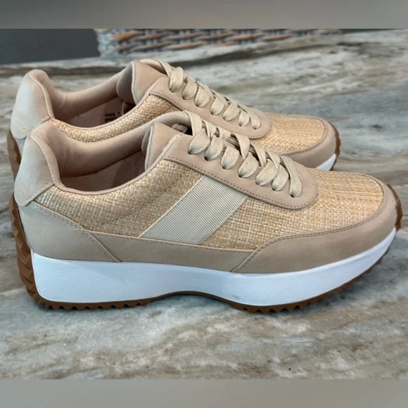 Women’s DOLCE VITA Breela tan raffia fashion sneakers- Size 7.5 - Picture 4 of 10